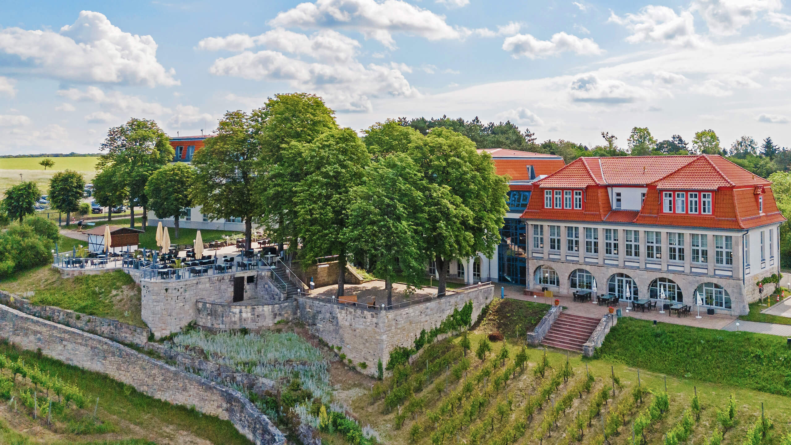 Luftaufnahme vom Weinberghotel Edelacker - Freyburg, Saale-Unstrut